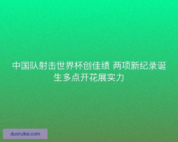 中国队射击世界杯创佳绩 两项新纪录诞生多点开花展实力